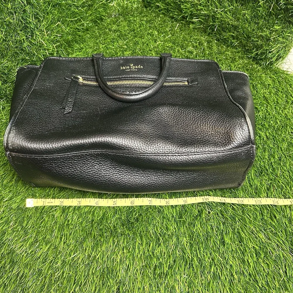 Kate Spade New York Black Pebbled‎ Leather Satchel Handbag Gold Hardware